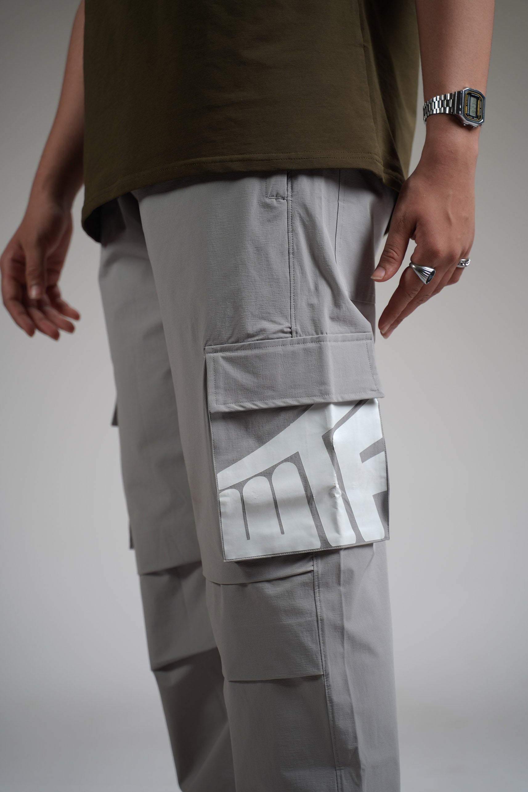 Ice Grey Parachute Pants