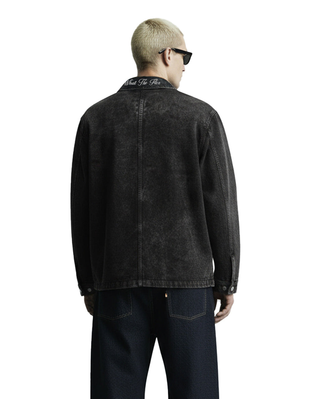 Black Long Sleeve Stitched Denim Overshirt