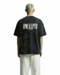 Apocalyptic Black Printed Acid Wash T-Shirt
