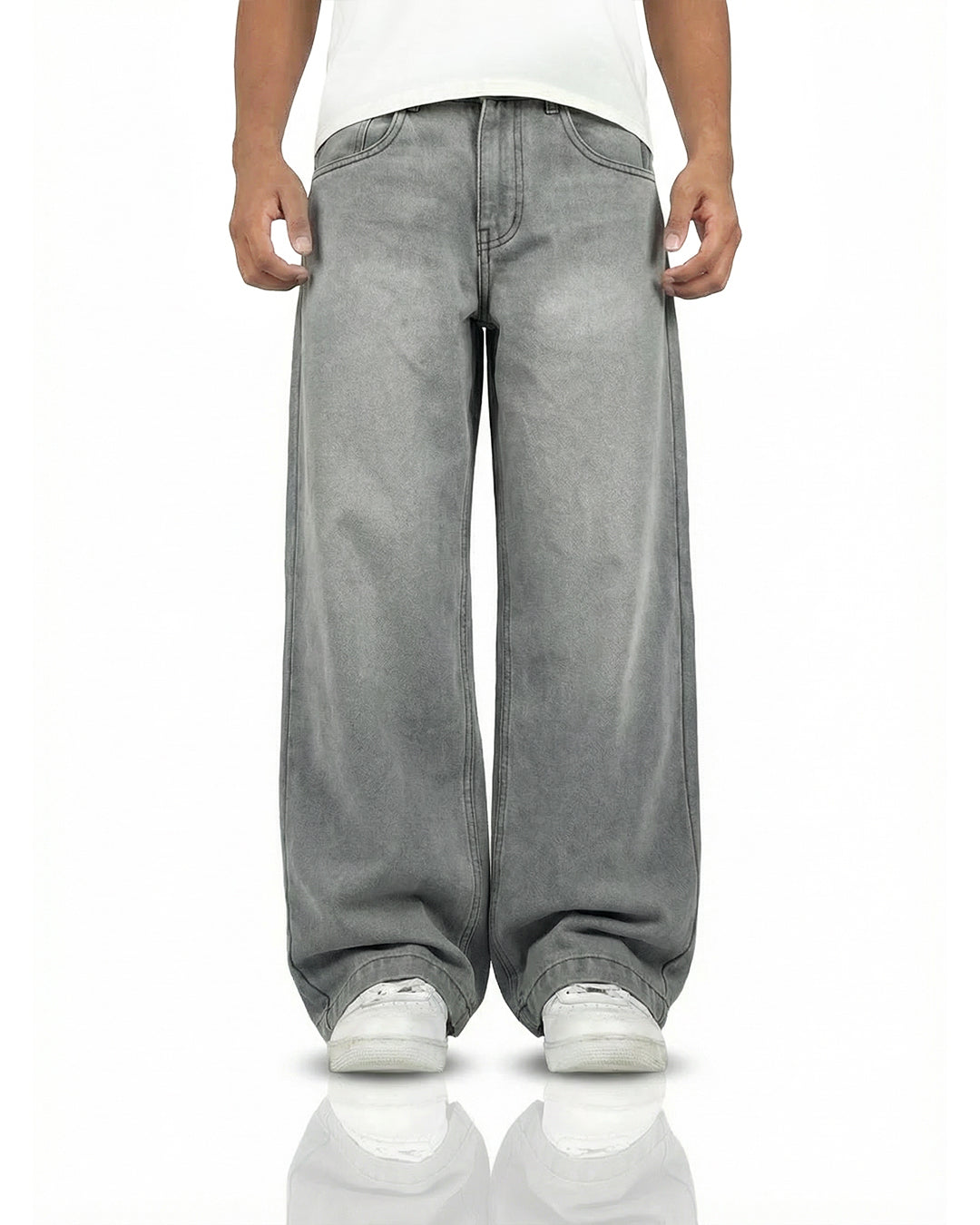 Ash Grey Baggy Denim Jeans