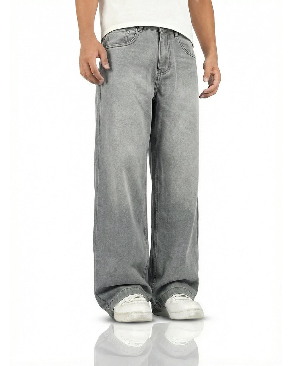Ash Grey Baggy Denim Jeans