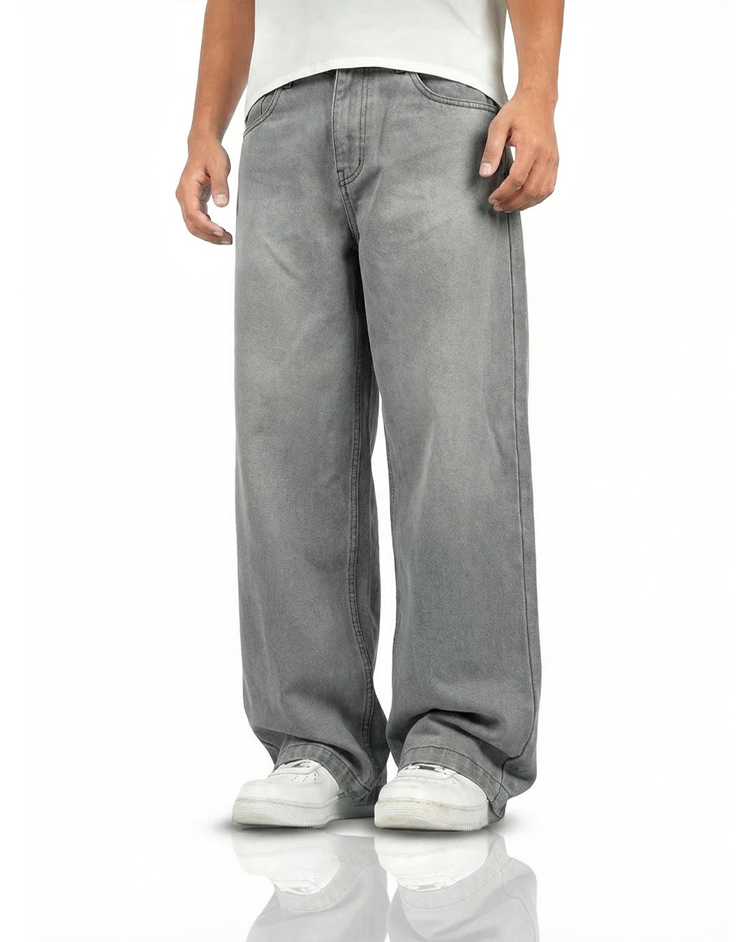 Ash Grey Baggy Denim Jeans