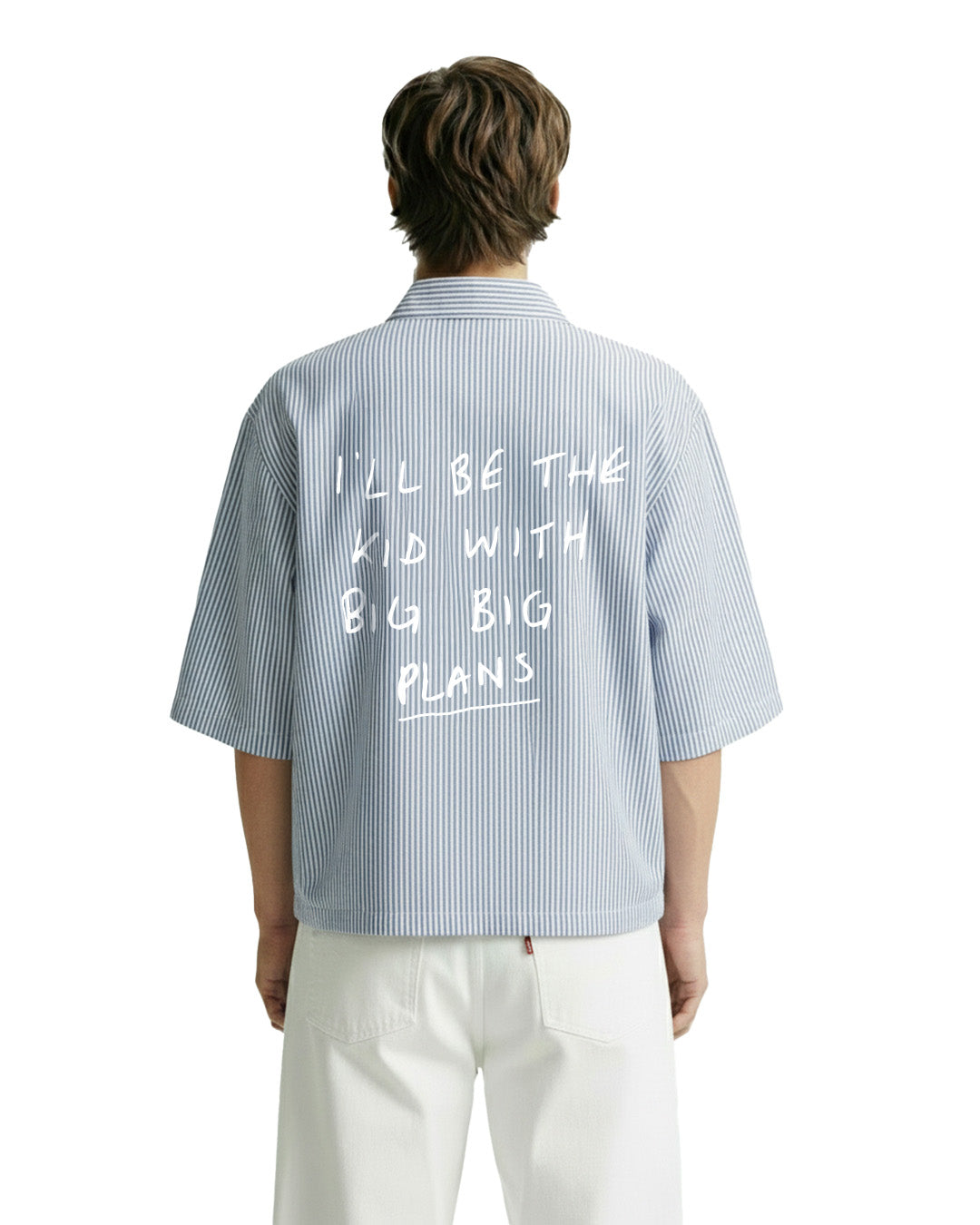 Big Plans Blue and White Half Sleeves Striped Shirt