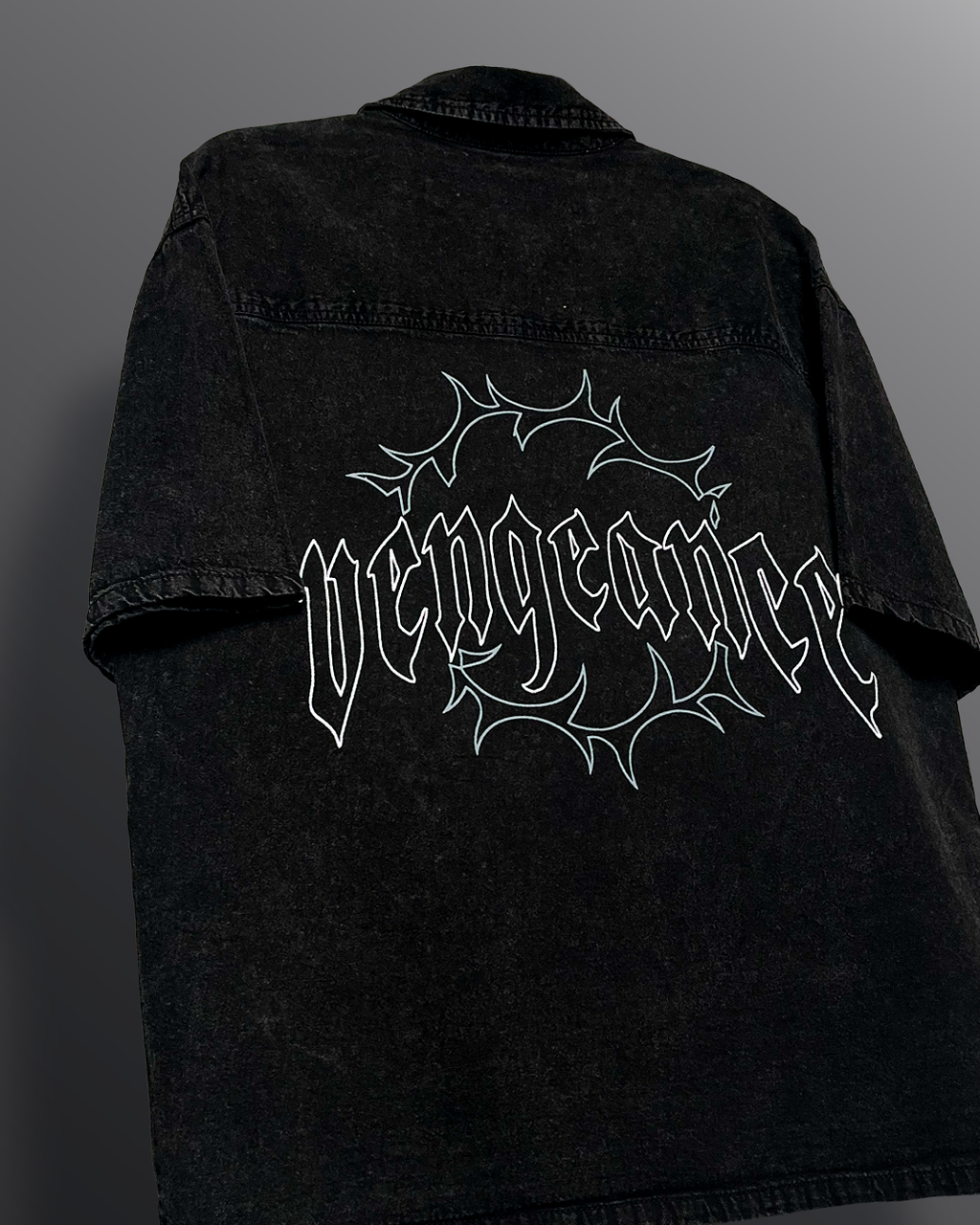 Vengeance Black Half Sleeve Denim Shirt