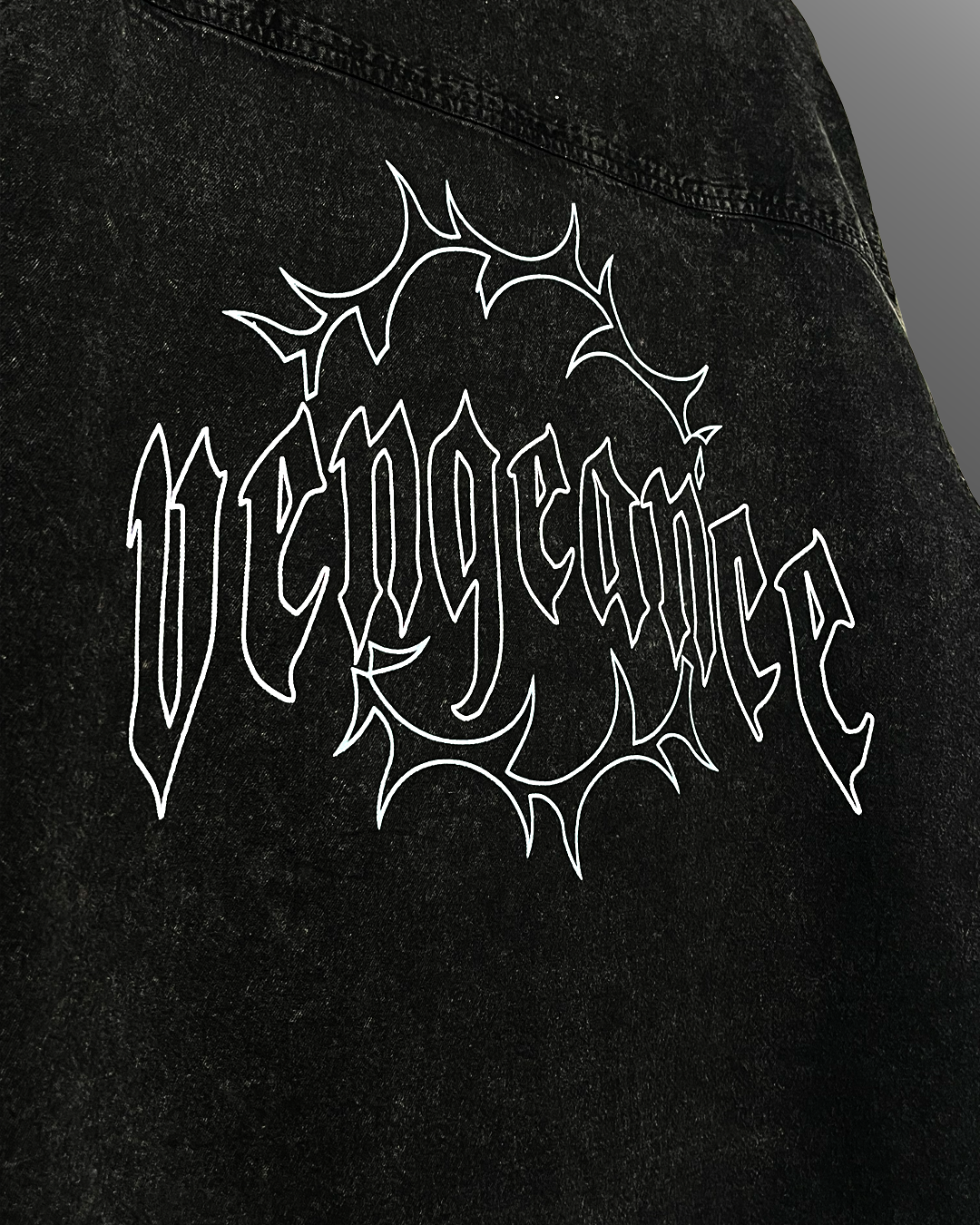 Vengeance Black Half Sleeve Denim Shirt