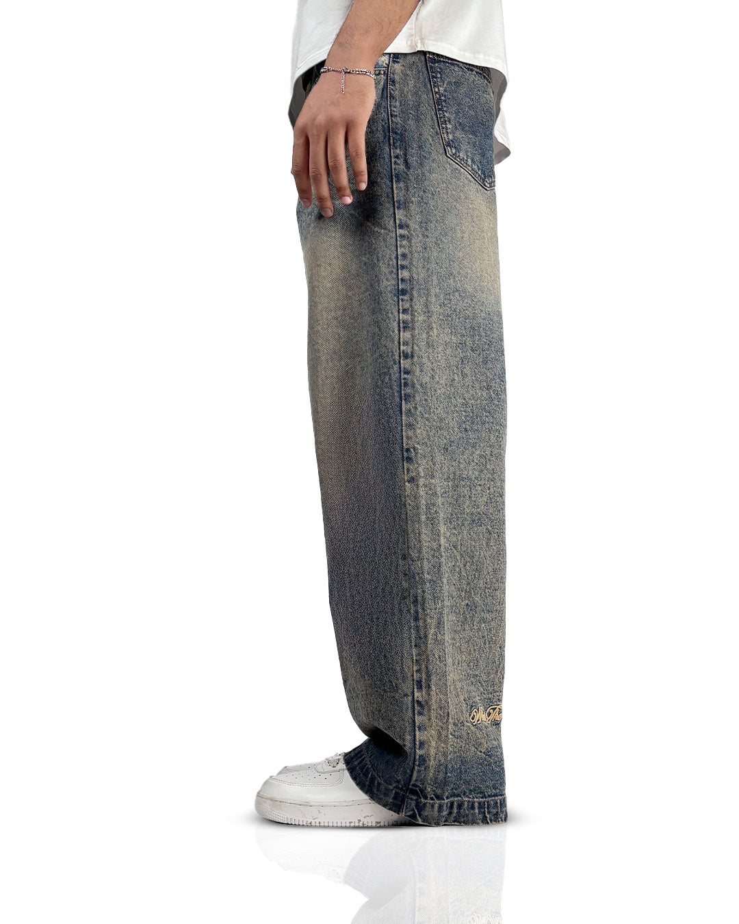 Burnt Blue Baggy Denim Jeans