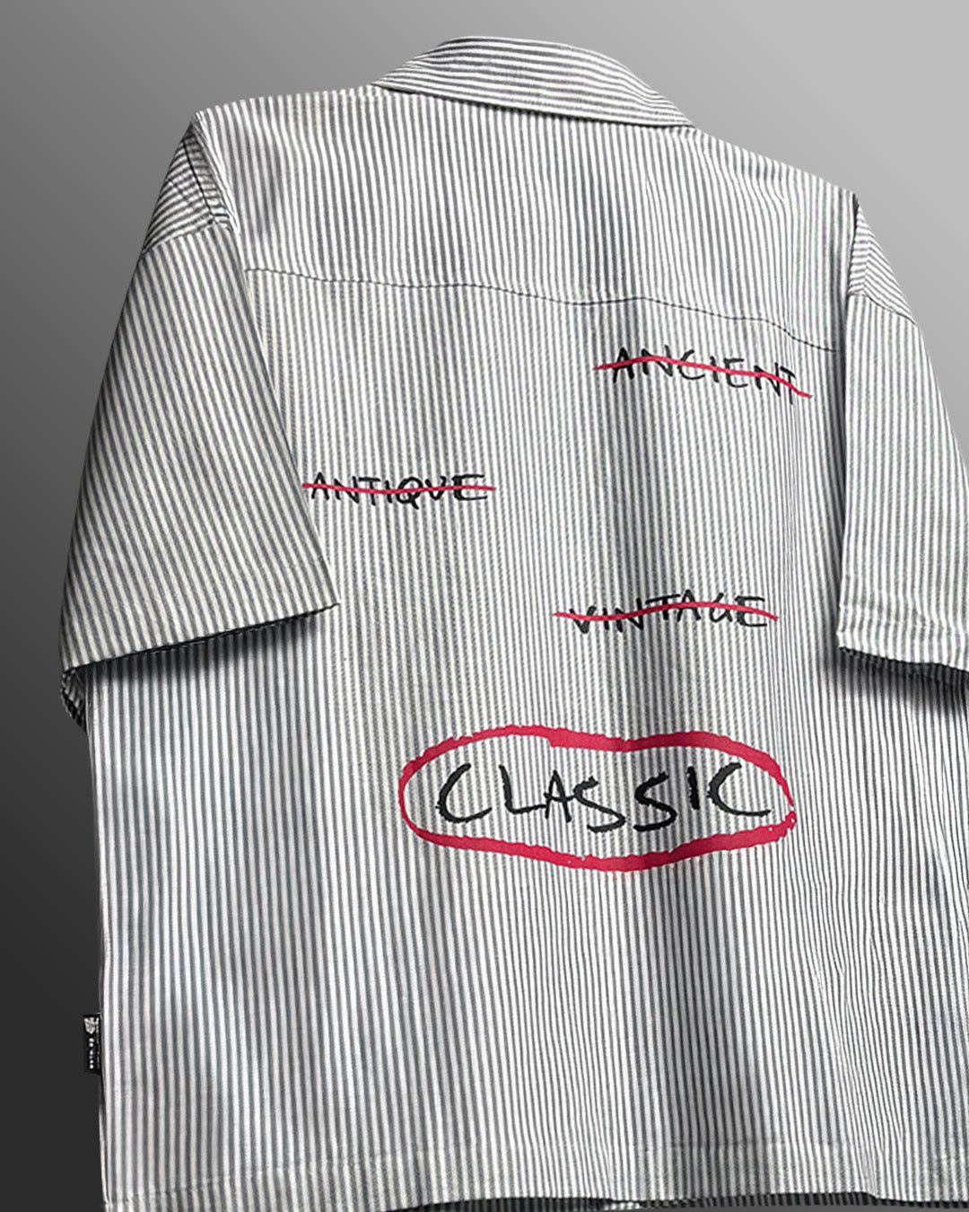 Classic Black Half Sleeves Striped Shirt