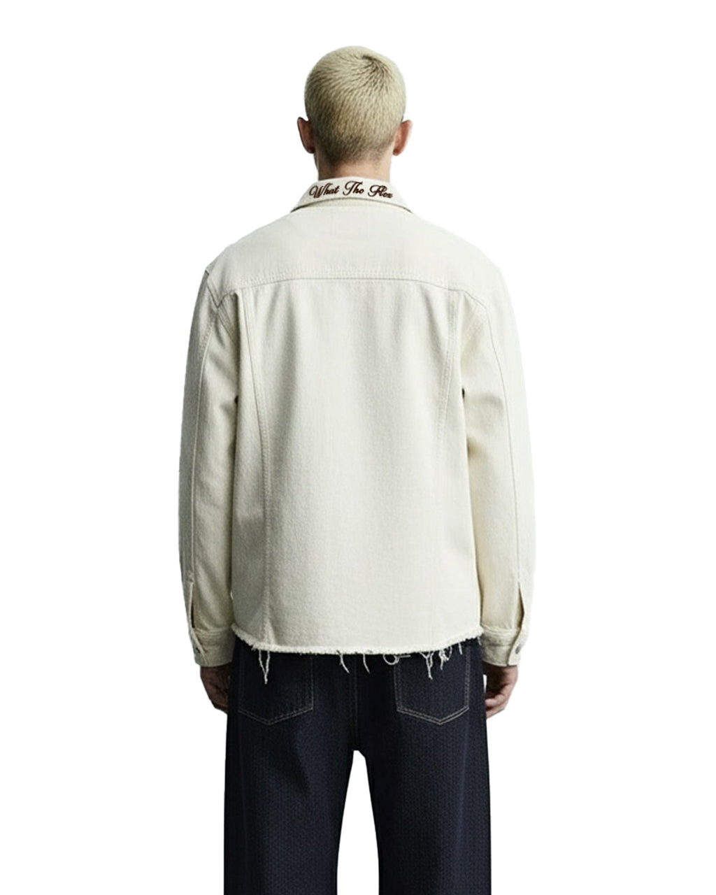 Cream Long Sleeve Stitched Denim Overshirt