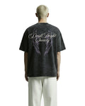 Dark Night Black Acid Wash Printed T-Shirt