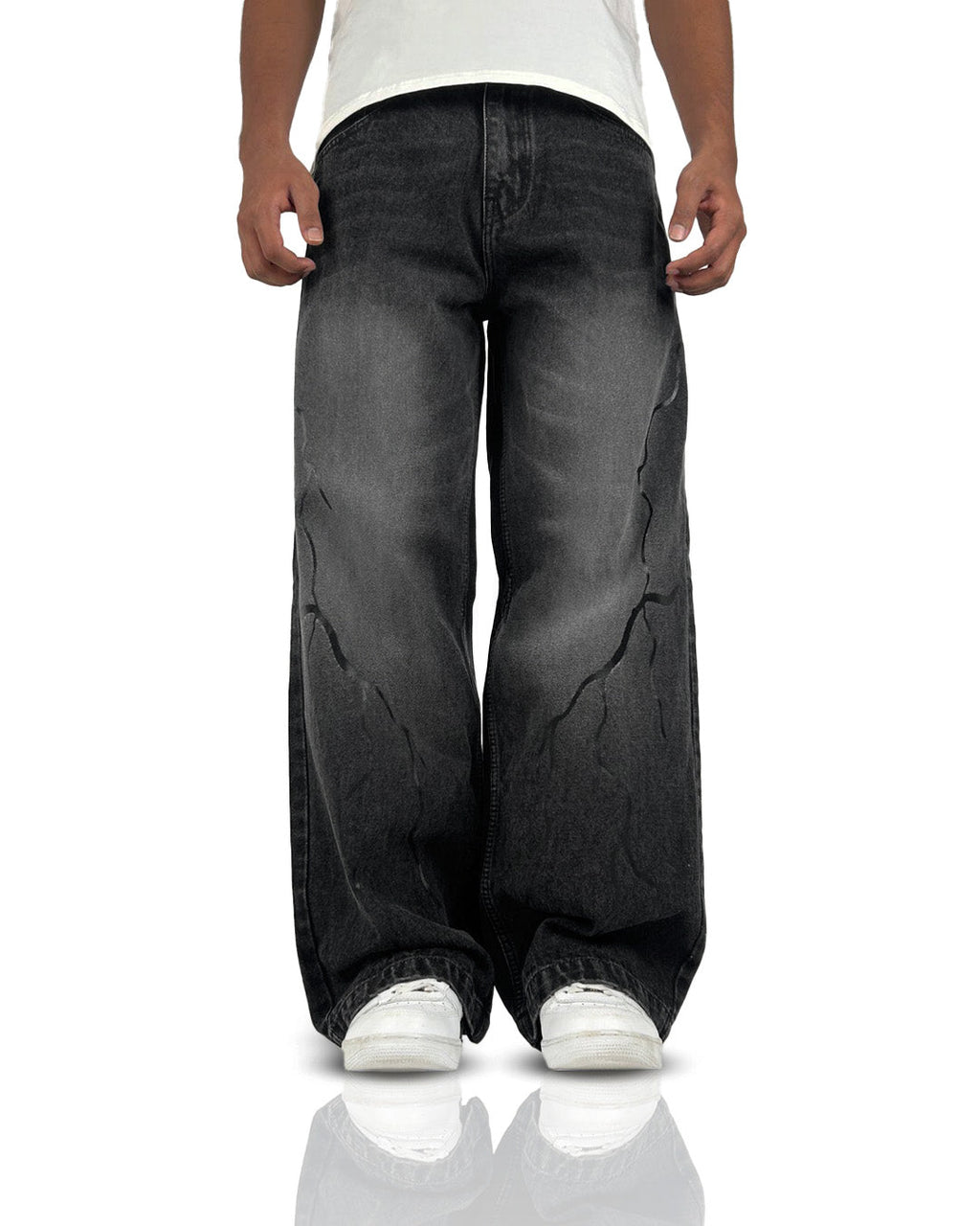Electric Black Baggy Denim Jeans