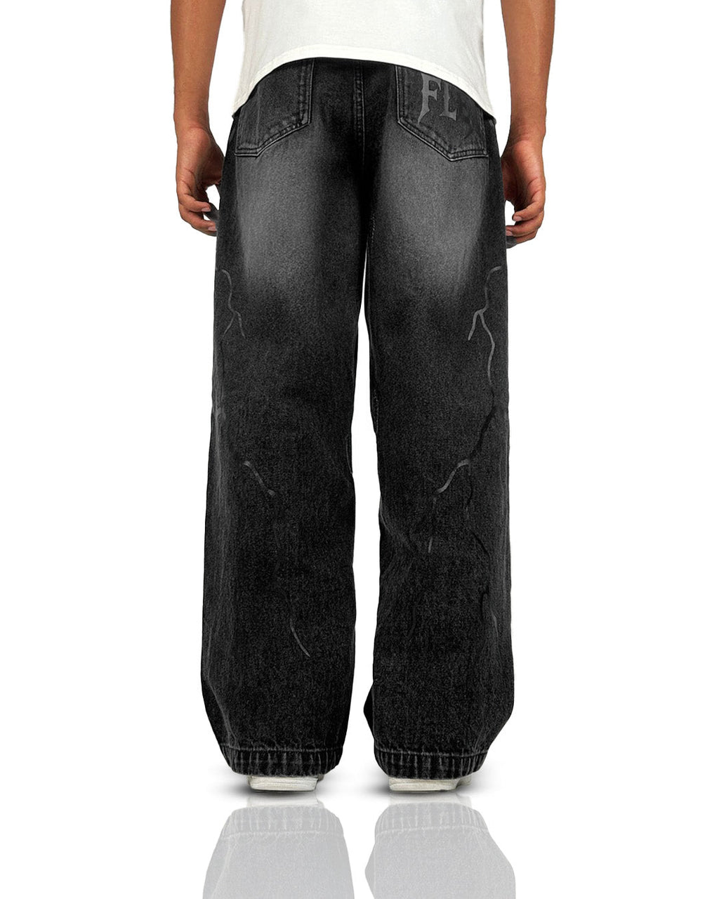 Electric Black Baggy Denim Jeans