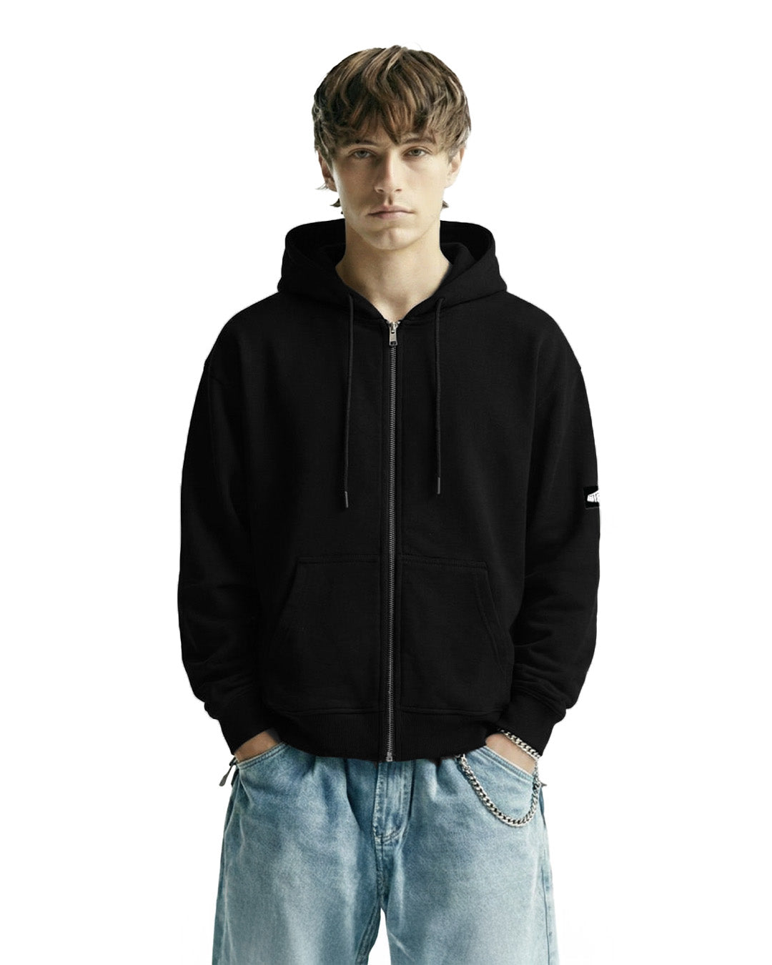 Black Blank Zipper Hoodie