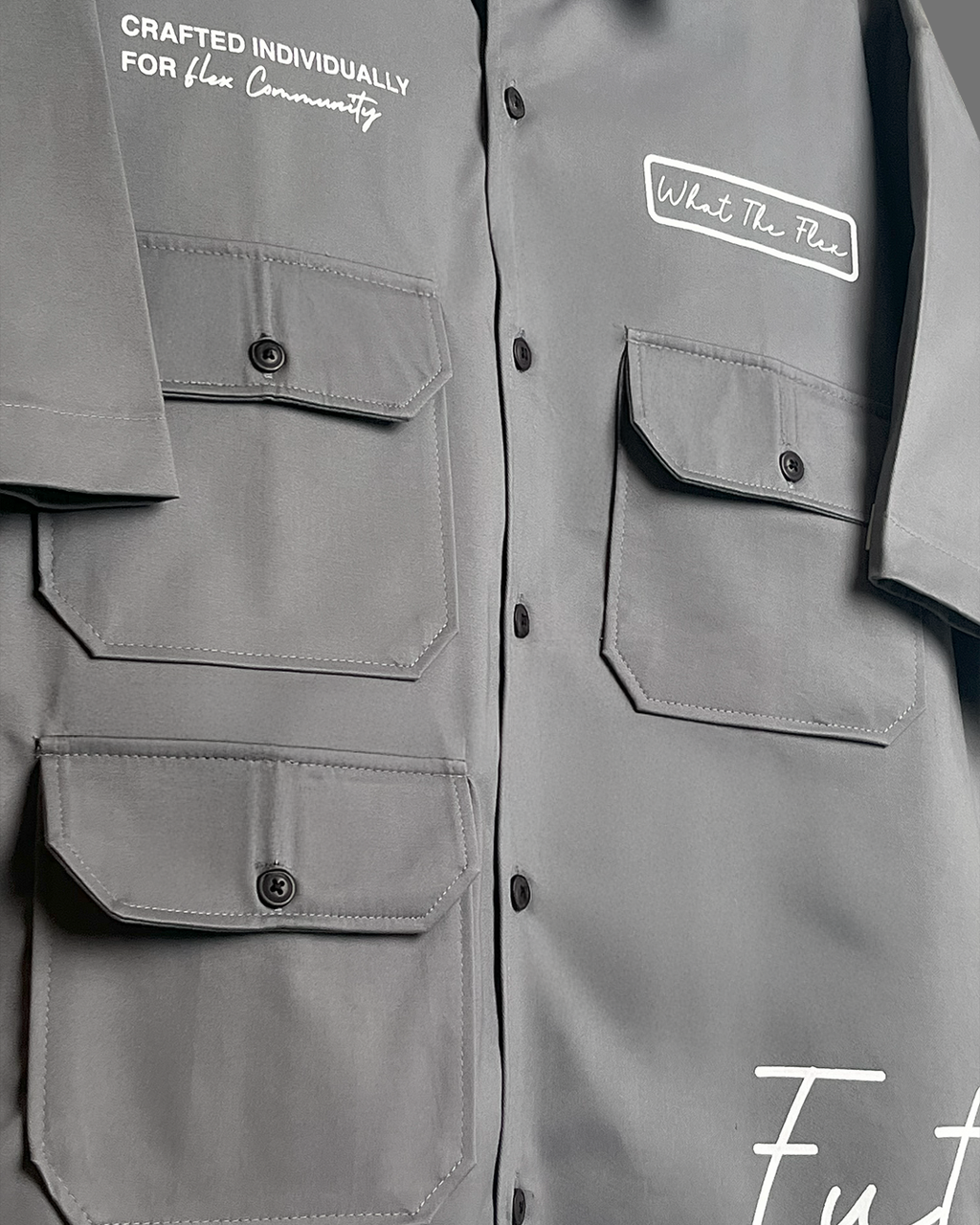 Futuristic Grey Cotton Shirt