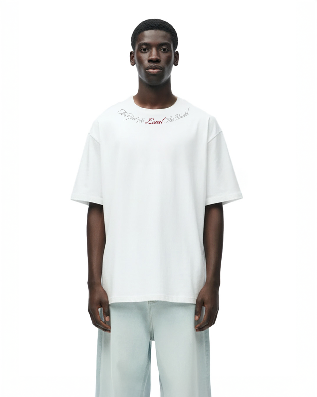 Lost Scriptures White Embroidery T-Shirt