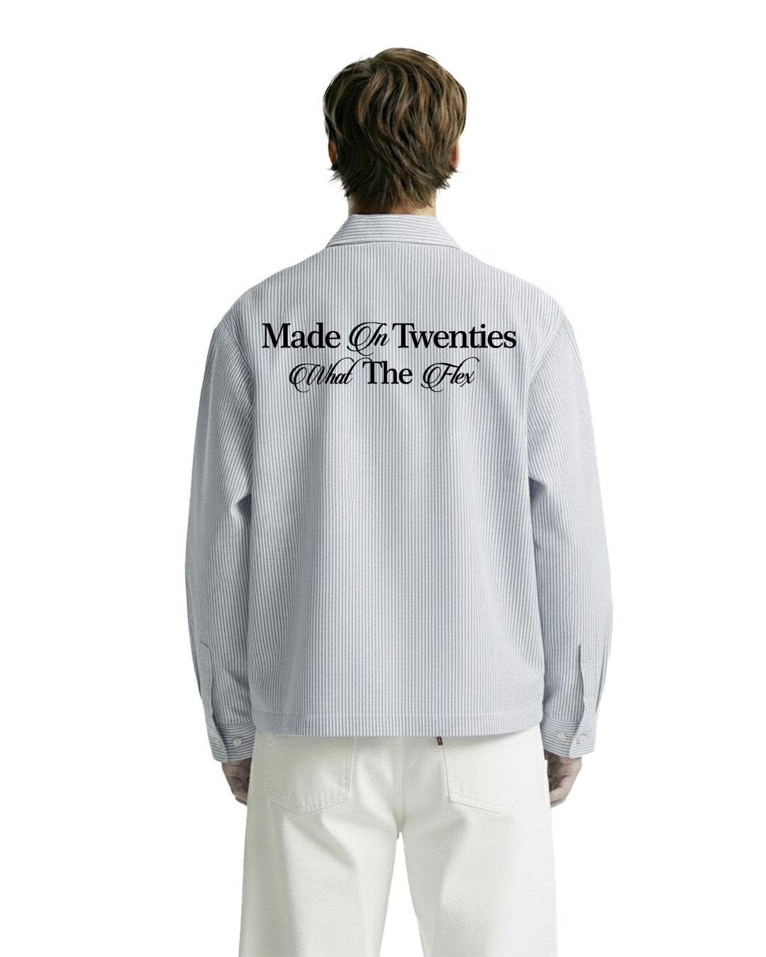 Twenties Blue and White Full Sleeves Striped Shirt