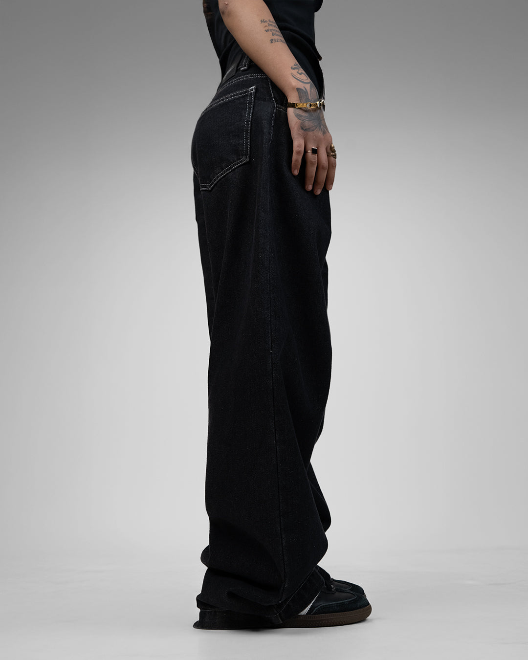 Midnight Black Baggy Denim Jeans