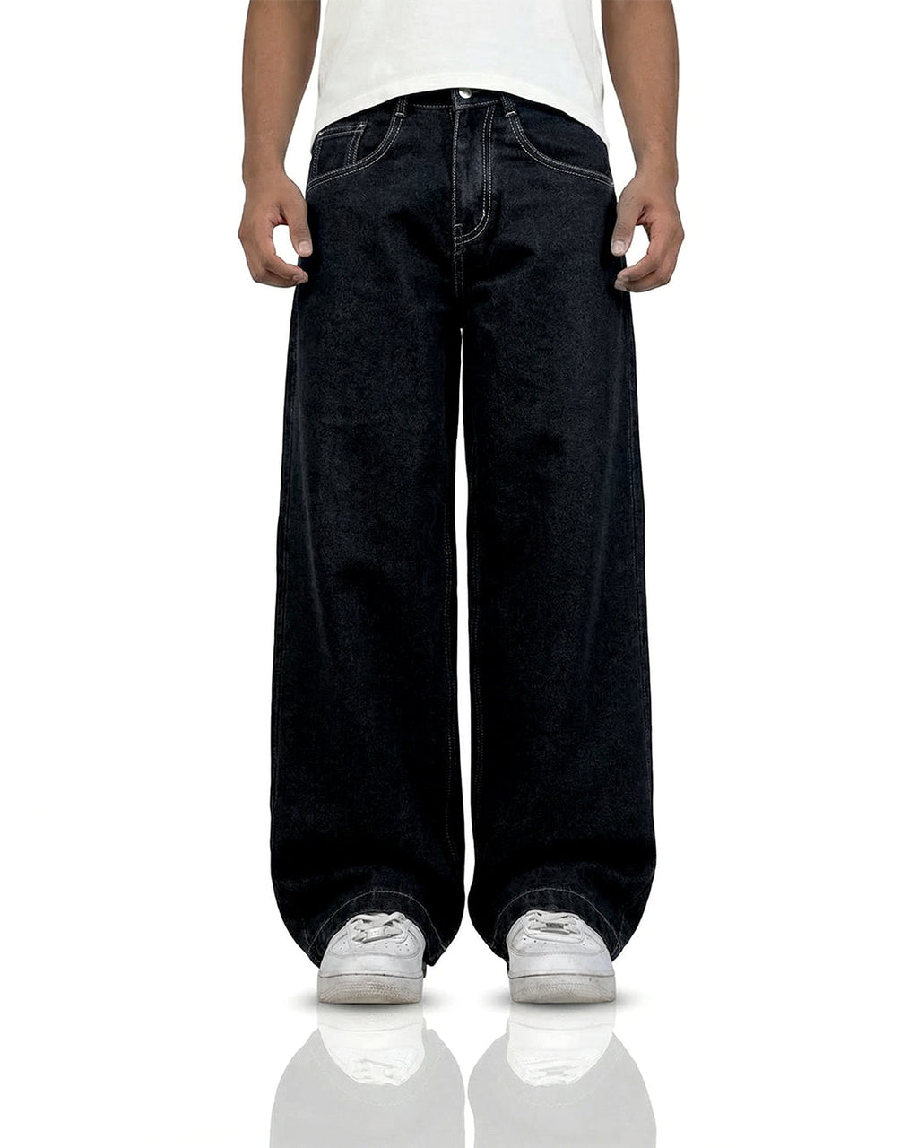 Midnight Black Baggy Denim Jeans