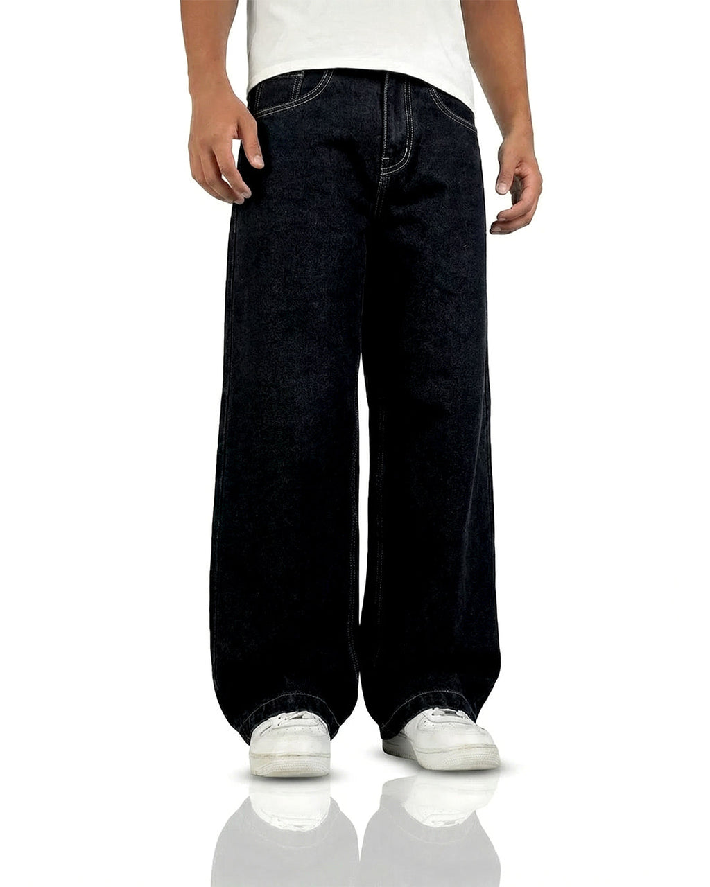Midnight Black Baggy Denim Jeans