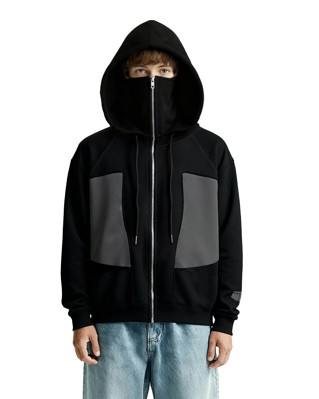 Ninja Masked Zipper Black Hoodie