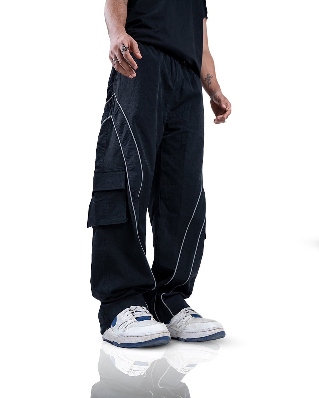 Black Edgy Parachute Pants
