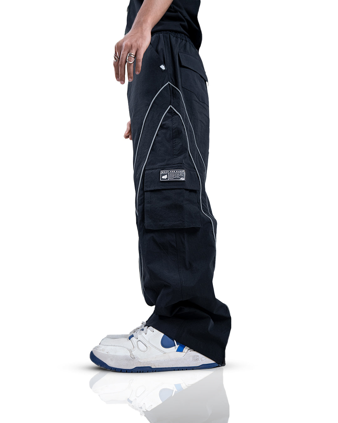 Black Edgy Parachute Pants