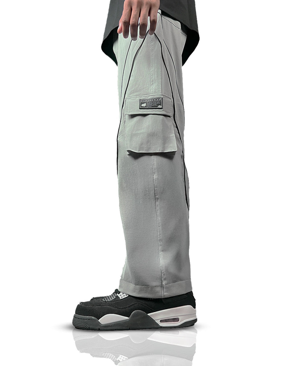 Grey Edgy Parachute Pants