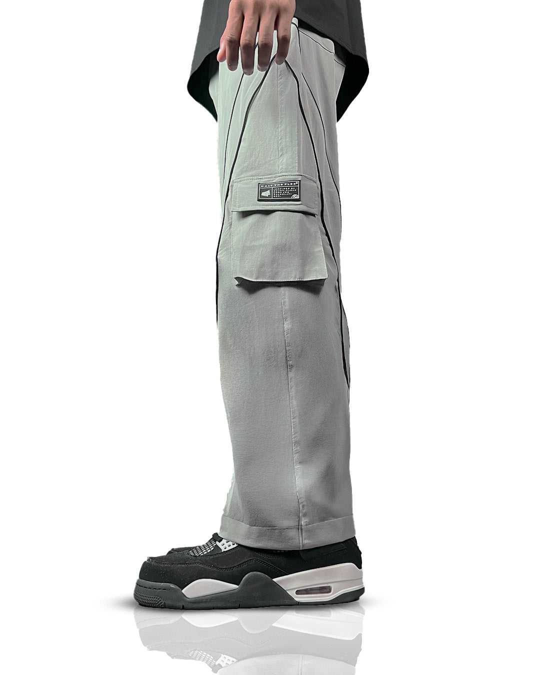 Grey Edgy Parachute Pants