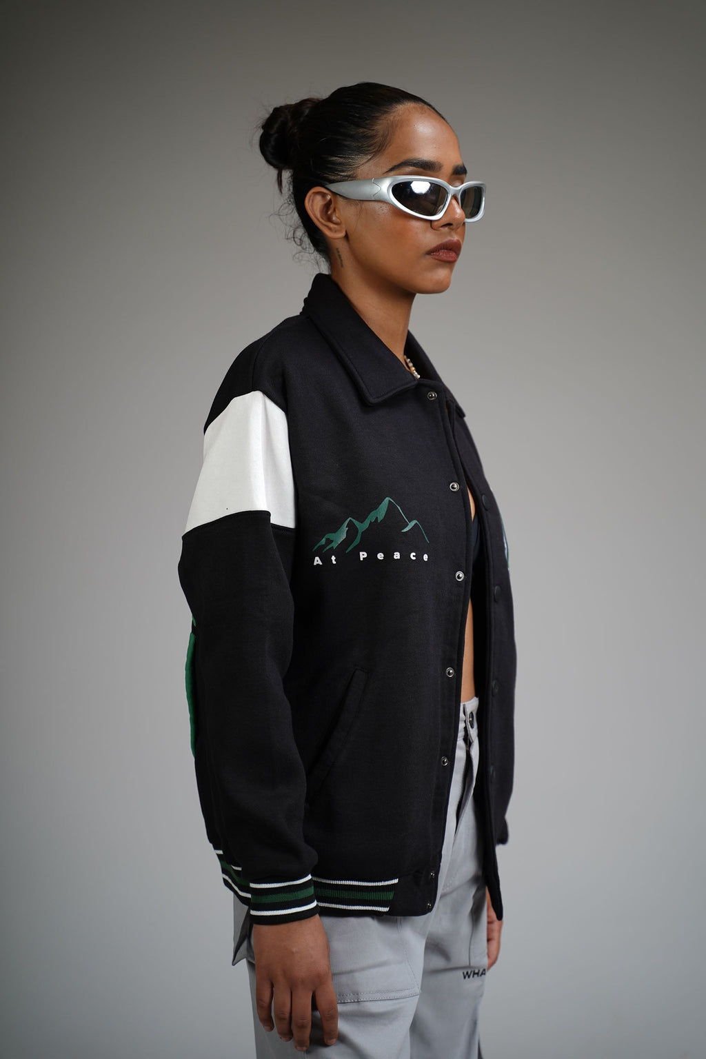 Prayer Over Panic Black Varsity Jacket