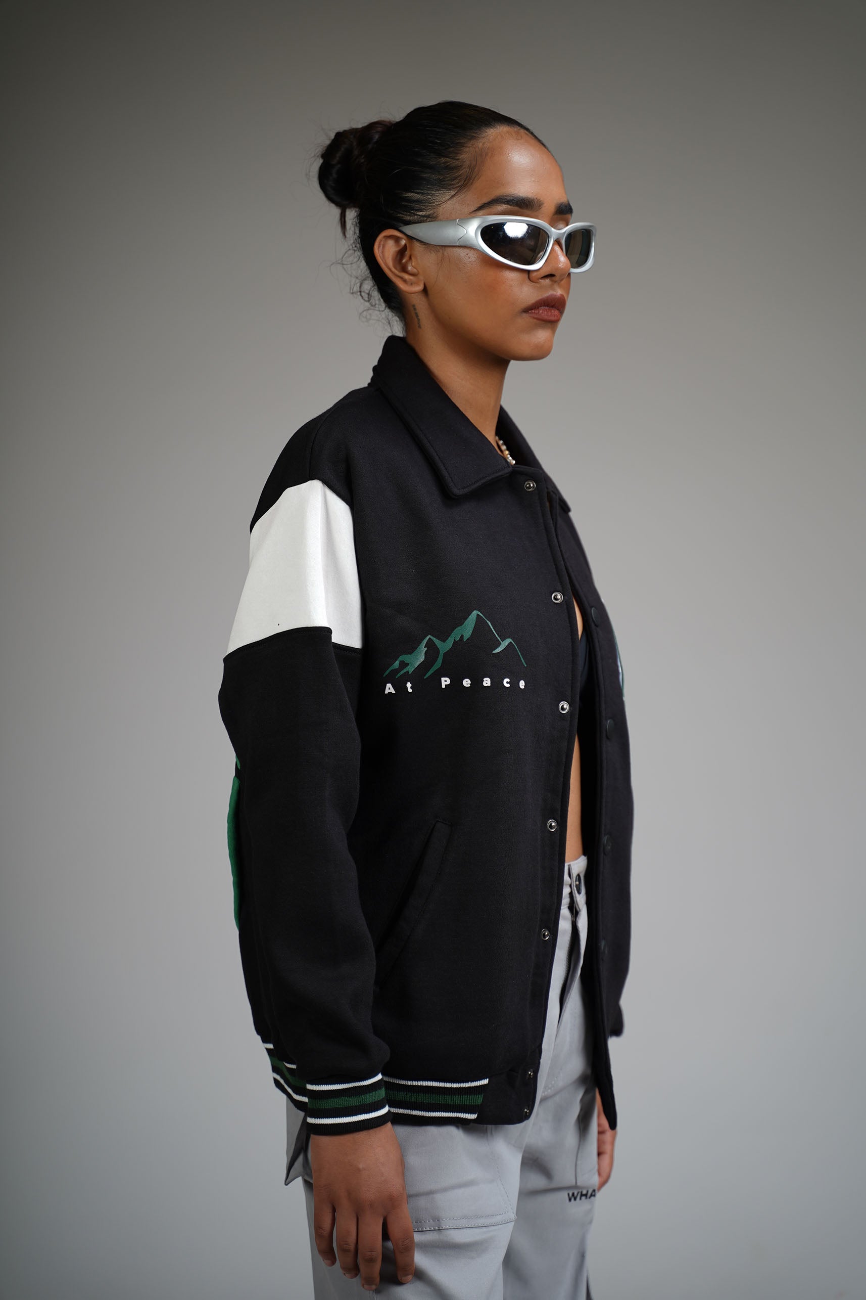 Prayer Over Panic Black Varsity Jacket