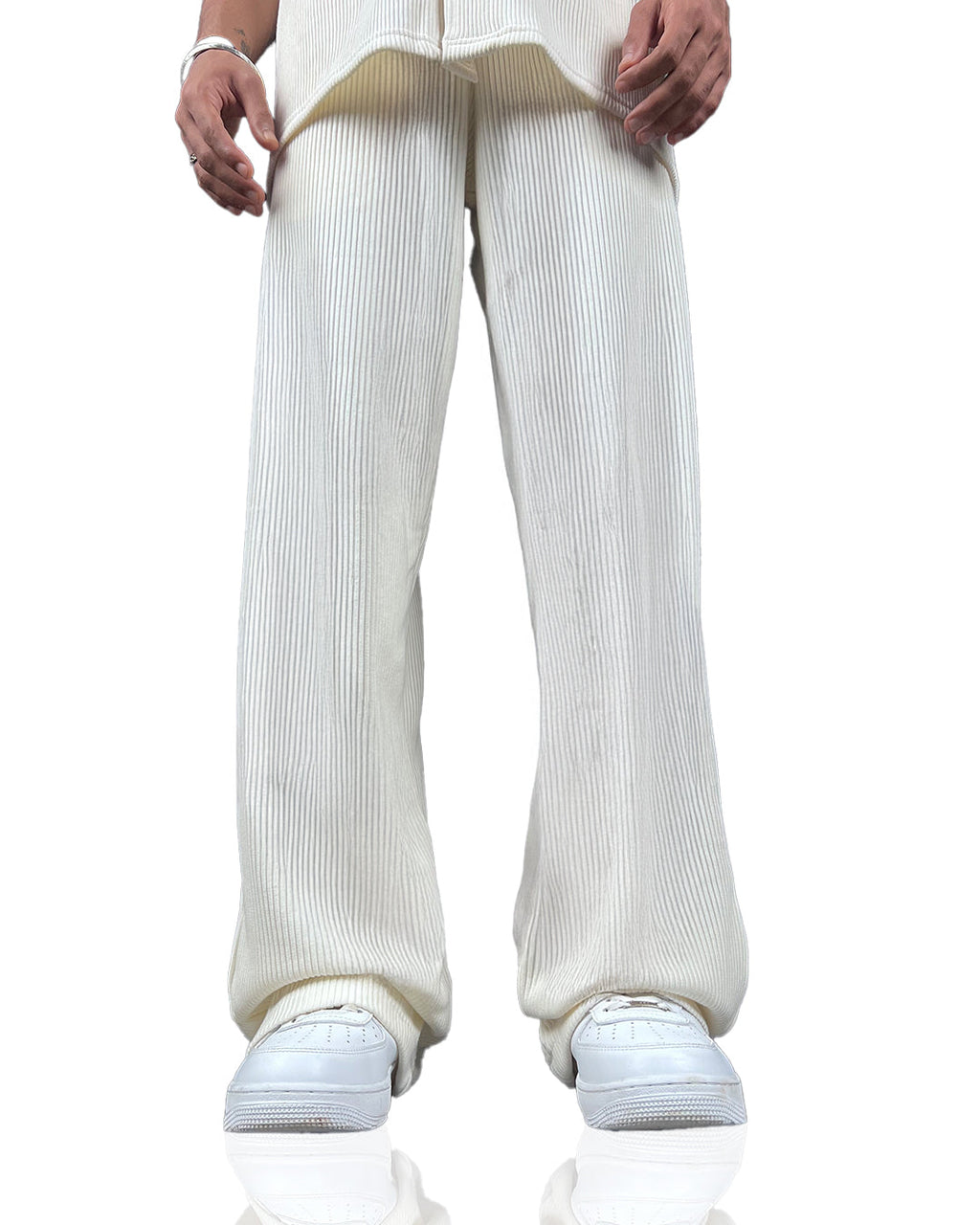 Cream Ribbed Pants