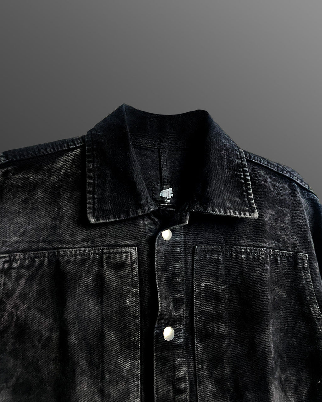 Black Long Sleeve Stitched Denim Overshirt
