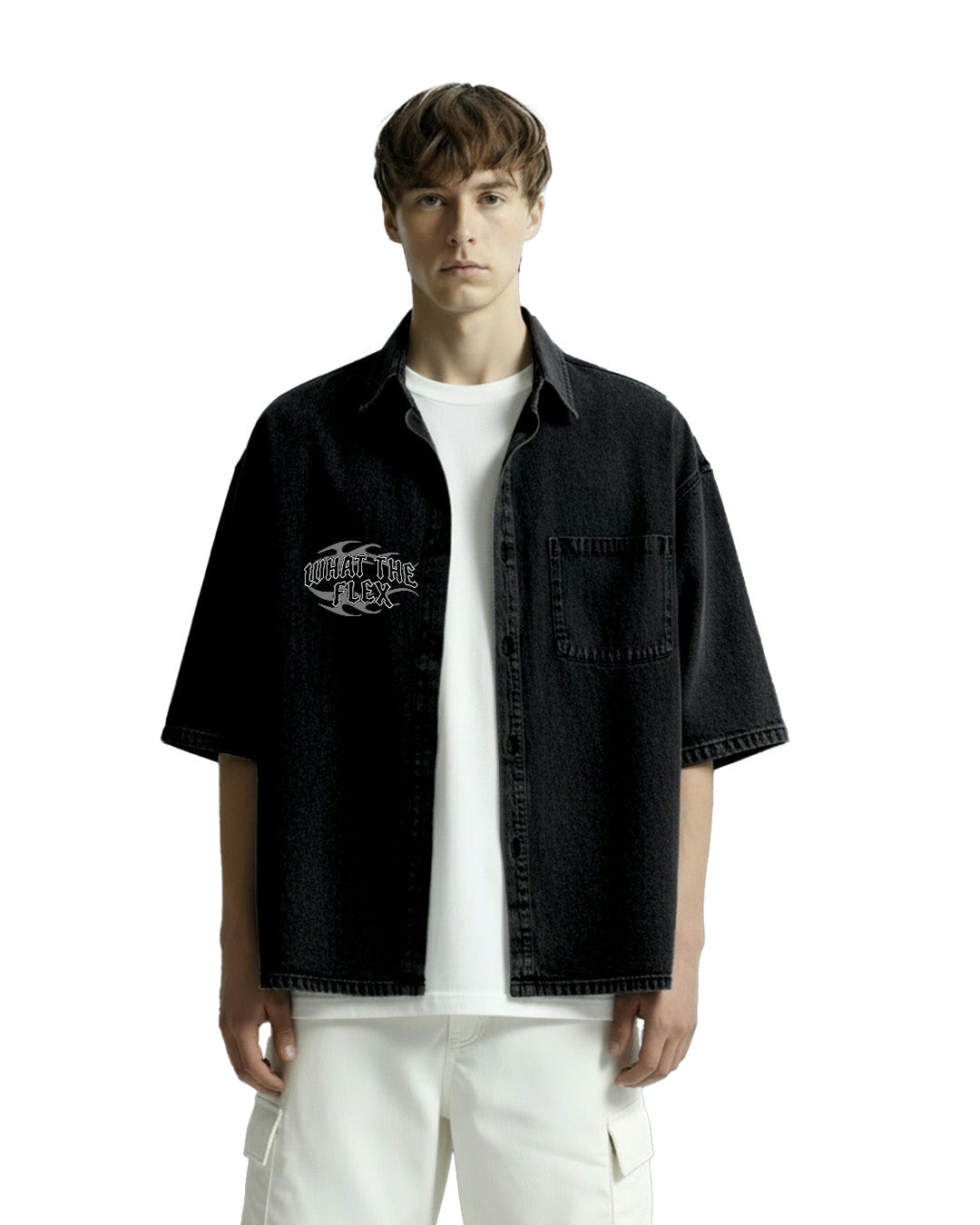 Vengeance Black Half Sleeve Denim Shirt