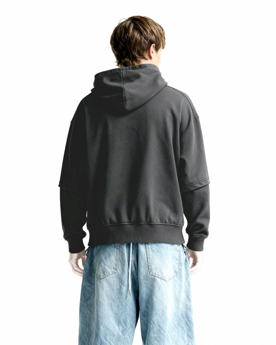 Washed Out Black Boxy-Fit Hoodie
