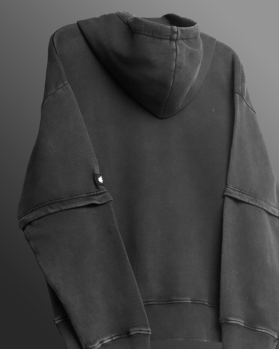 Washed Out Black Boxy-Fit Hoodie