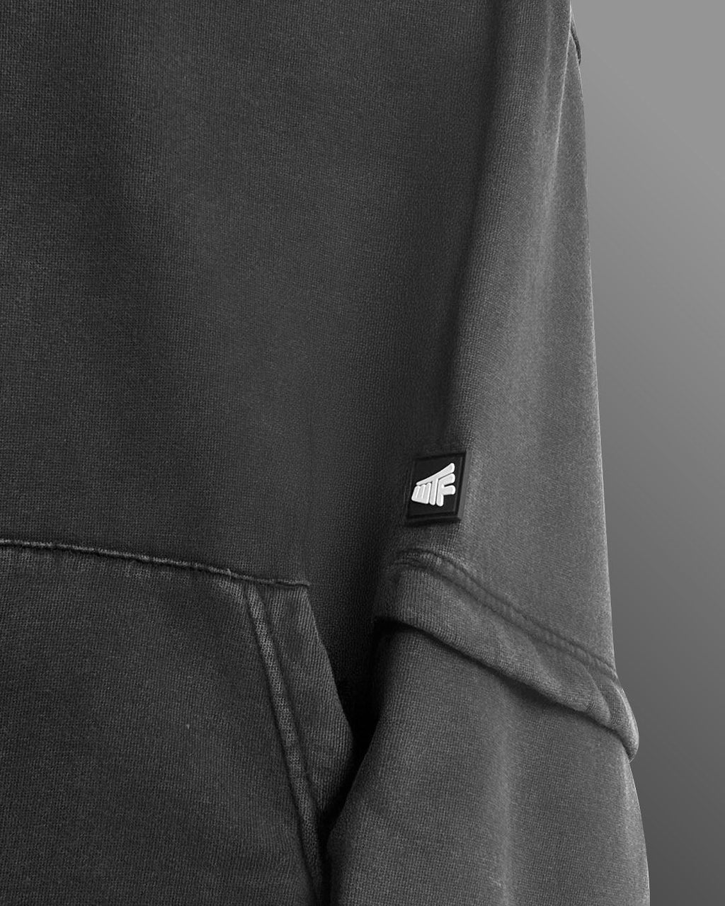 Washed Out Black Boxy-Fit Hoodie