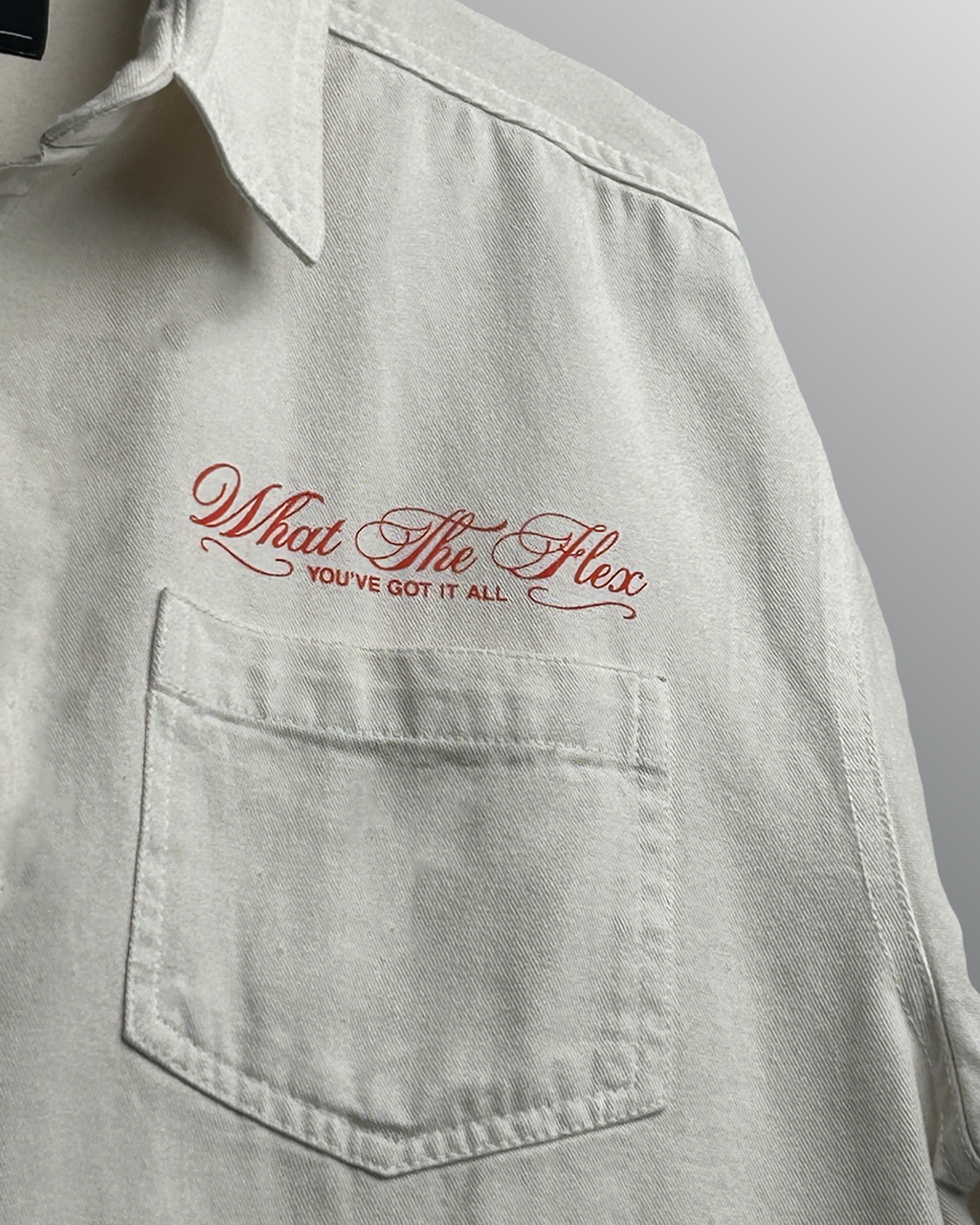 Unbothered Cream Half Sleeve Denim Shirt