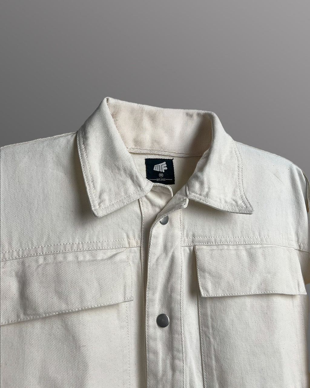 Cream Long Sleeve Stitched Denim Overshirt