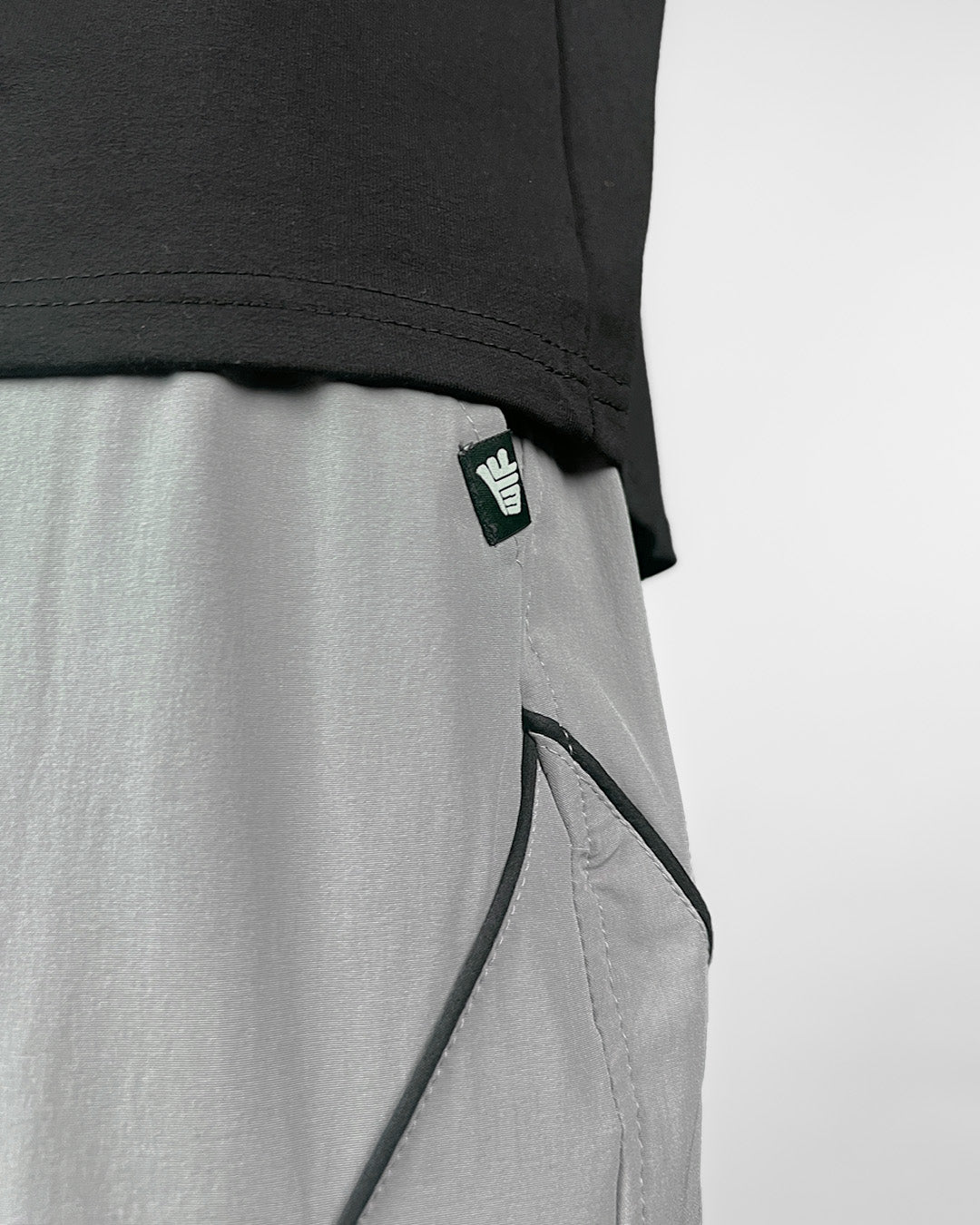 Grey Edgy Parachute Pants