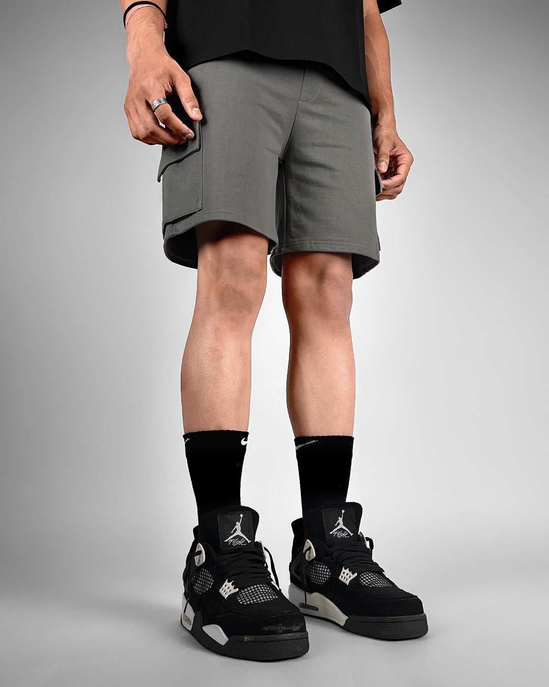 Dropzone Grey Cotton Shorts