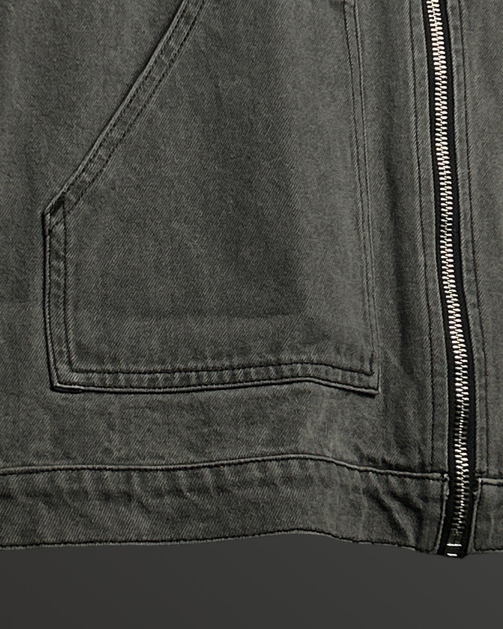 Grey Long Sleeve Stitched Denim Overshirt