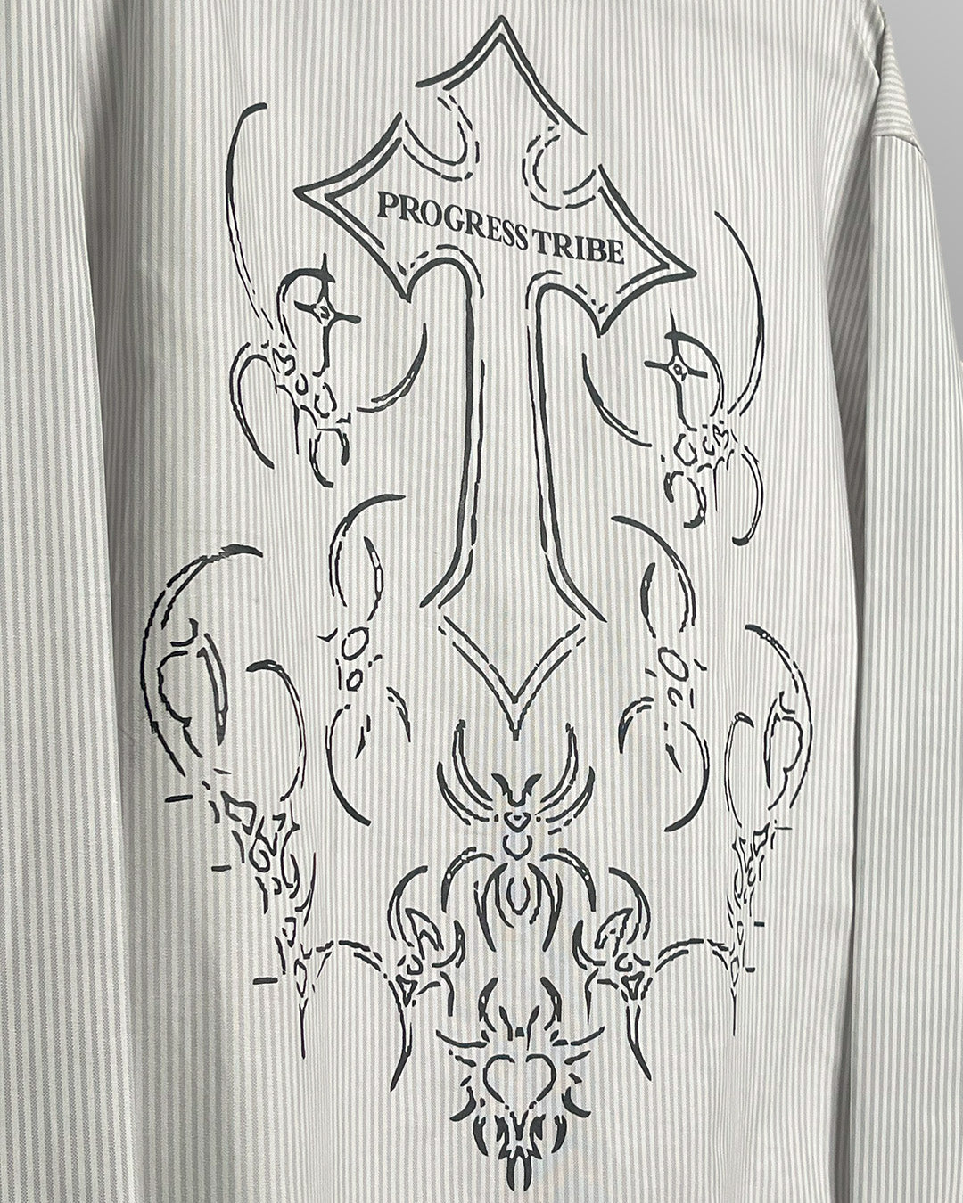 Progress Tribe Full Sleeves Blue and White Striped Shirt